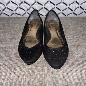 Jennifer Lopez Black and Gold Studded Flats